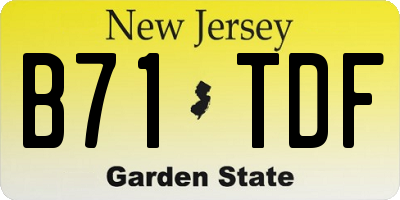 NJ license plate B71TDF