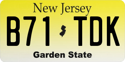 NJ license plate B71TDK