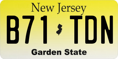 NJ license plate B71TDN