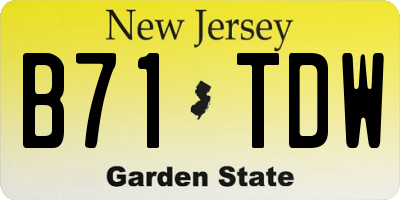 NJ license plate B71TDW