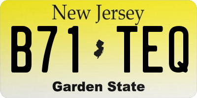 NJ license plate B71TEQ