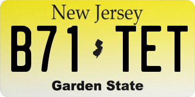 NJ license plate B71TET