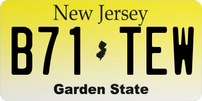 NJ license plate B71TEW