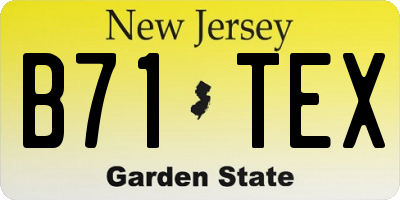 NJ license plate B71TEX