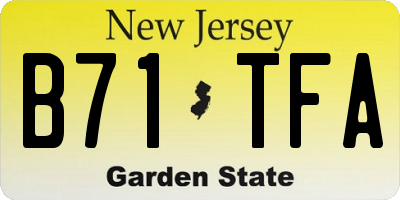 NJ license plate B71TFA