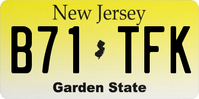 NJ license plate B71TFK