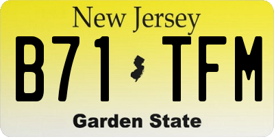 NJ license plate B71TFM