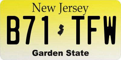 NJ license plate B71TFW