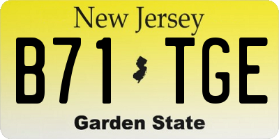 NJ license plate B71TGE