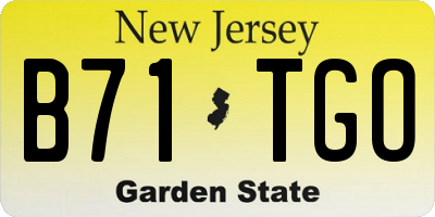 NJ license plate B71TGO