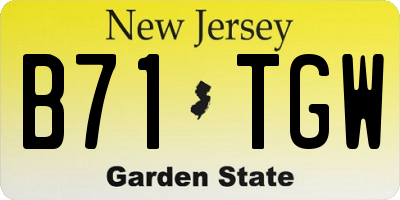 NJ license plate B71TGW