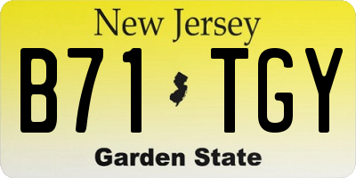 NJ license plate B71TGY