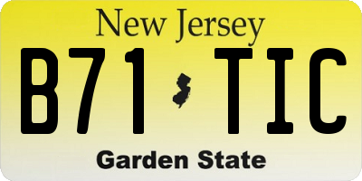 NJ license plate B71TIC