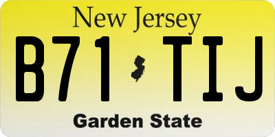 NJ license plate B71TIJ