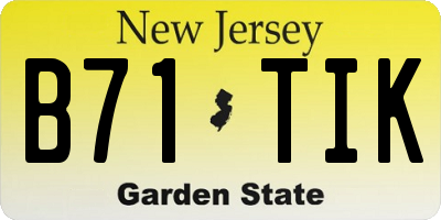 NJ license plate B71TIK