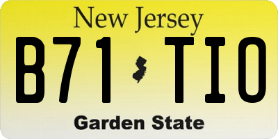 NJ license plate B71TIO
