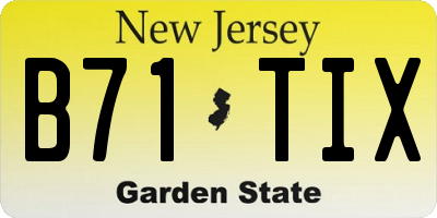 NJ license plate B71TIX