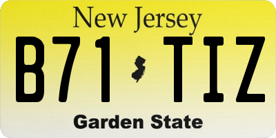 NJ license plate B71TIZ