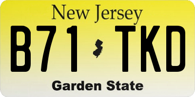 NJ license plate B71TKD