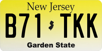NJ license plate B71TKK