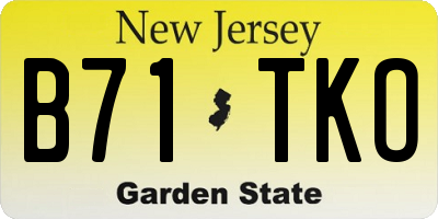 NJ license plate B71TKO