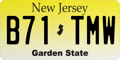 NJ license plate B71TMW