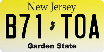 NJ license plate B71TOA