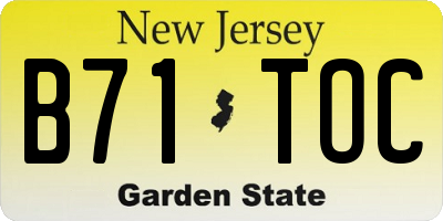 NJ license plate B71TOC