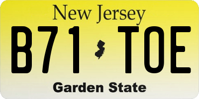 NJ license plate B71TOE