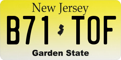 NJ license plate B71TOF