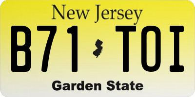 NJ license plate B71TOI