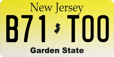 NJ license plate B71TOO