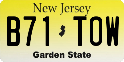 NJ license plate B71TOW