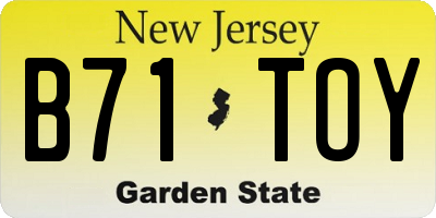 NJ license plate B71TOY