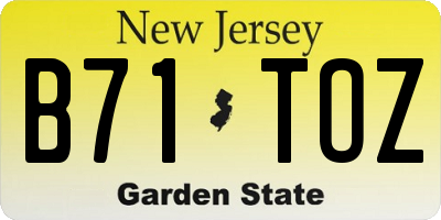 NJ license plate B71TOZ