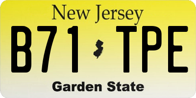 NJ license plate B71TPE
