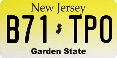 NJ license plate B71TPO