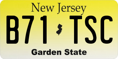 NJ license plate B71TSC