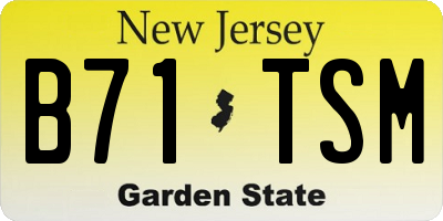 NJ license plate B71TSM
