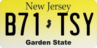 NJ license plate B71TSY