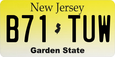 NJ license plate B71TUW