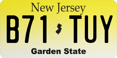 NJ license plate B71TUY