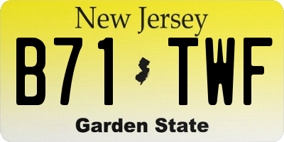 NJ license plate B71TWF