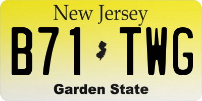 NJ license plate B71TWG