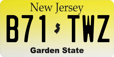 NJ license plate B71TWZ