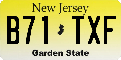 NJ license plate B71TXF