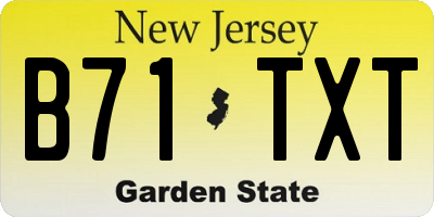 NJ license plate B71TXT