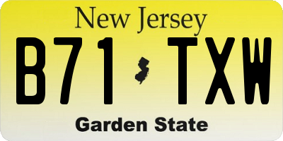 NJ license plate B71TXW