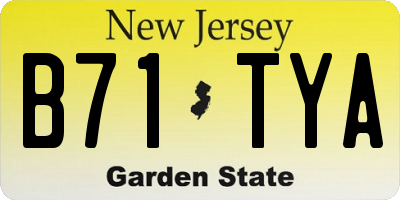 NJ license plate B71TYA