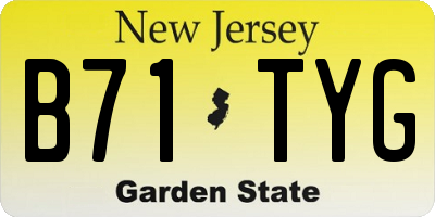 NJ license plate B71TYG